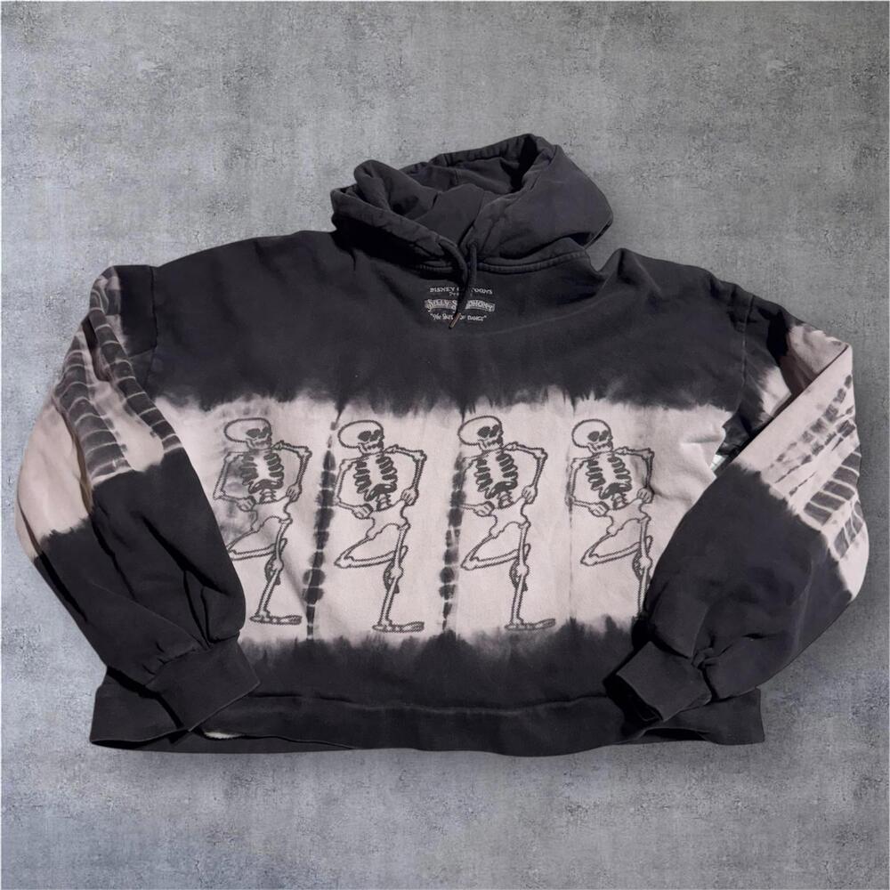 Disney Skeleton Dance Tie-Dye Crop Hoodie Sweatshirt